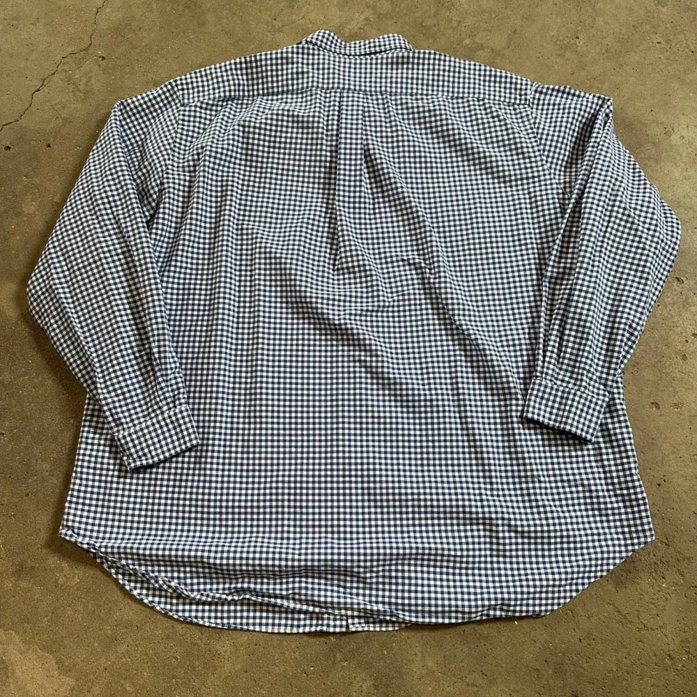 Ralph Lauren Button Down Men 3XLT Blue Gingham Check Plaid LS Shirt Flesh Pony - Picture 11 of 11